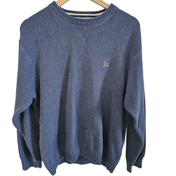 Vintage Tommy Hilfiger Cotton Crew Neck Sweater Size XL Preppy Cozy Retro Y2K - Picture 1 of 8